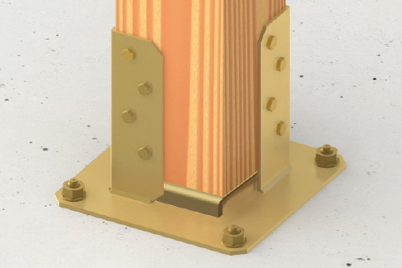 Dettaglio installazione piastra alza pilastro SP Simpson Strong-Tie