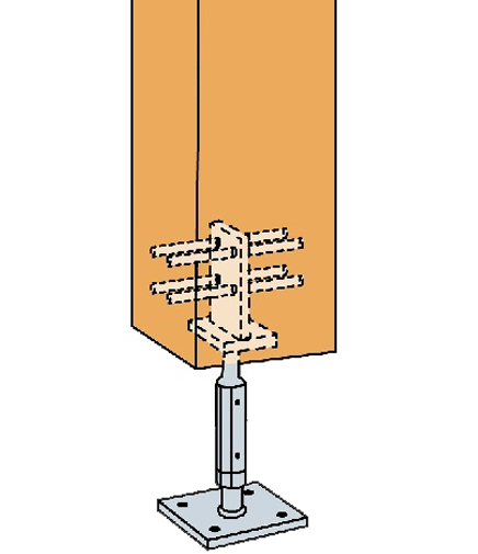 Dettaglio installazione portapilastro PJIB Simpson Strong-Tie