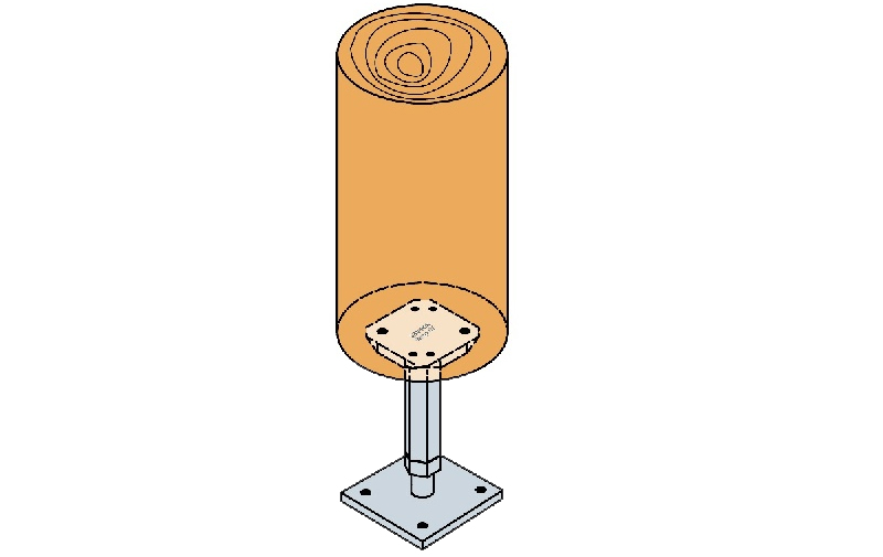 Dettaglio installazione portapilastro PJPB Simpson Strong-Tie