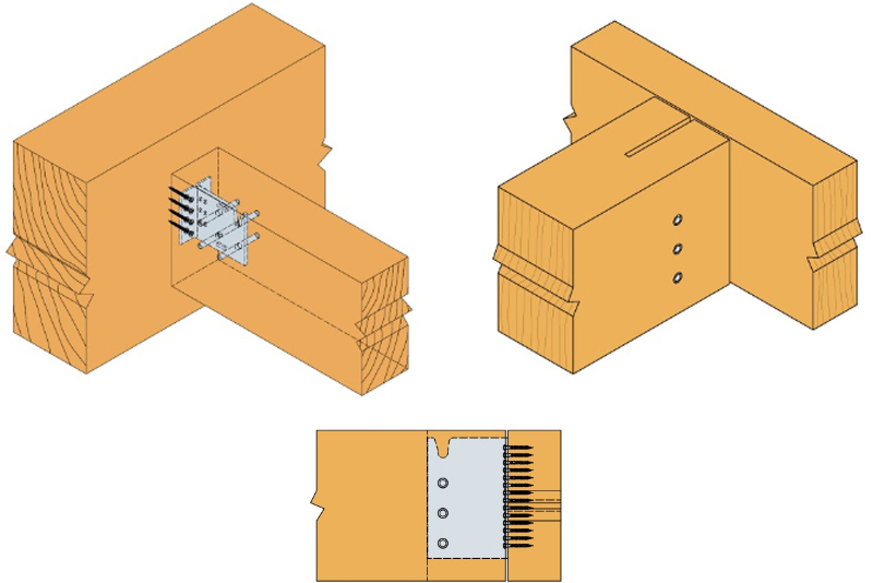 Dettaglio installazione staffa a scomparsa BT4 Simpson Strong-Tie