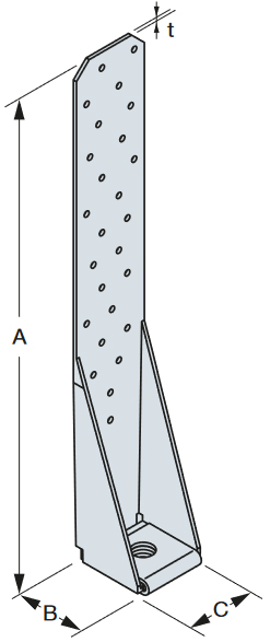 Schema tecnico angolare Hold Down HTT Simpson Strong-Tie