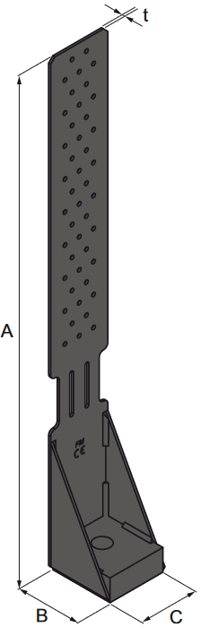 Schema tecnico connettore SHD Simpson Strong-Tie