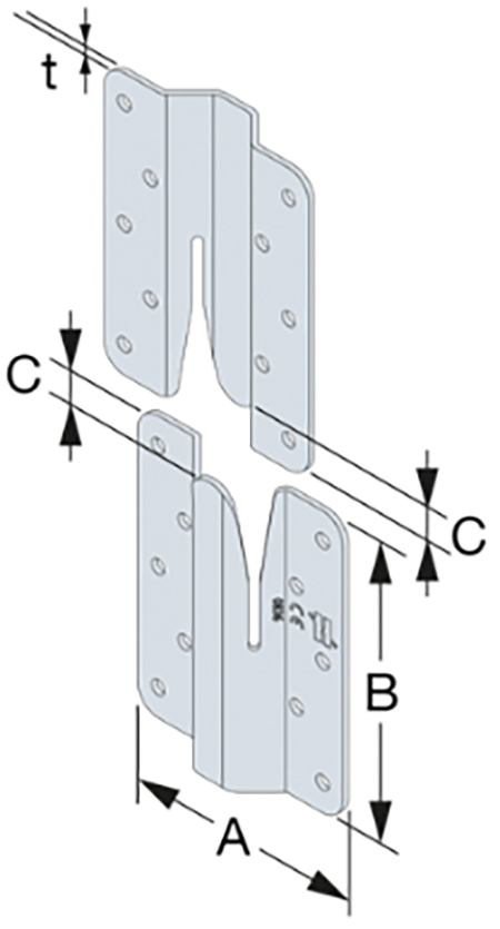 Schema tecnico giunto a scomparsa ICST Simpson Strong-Tie