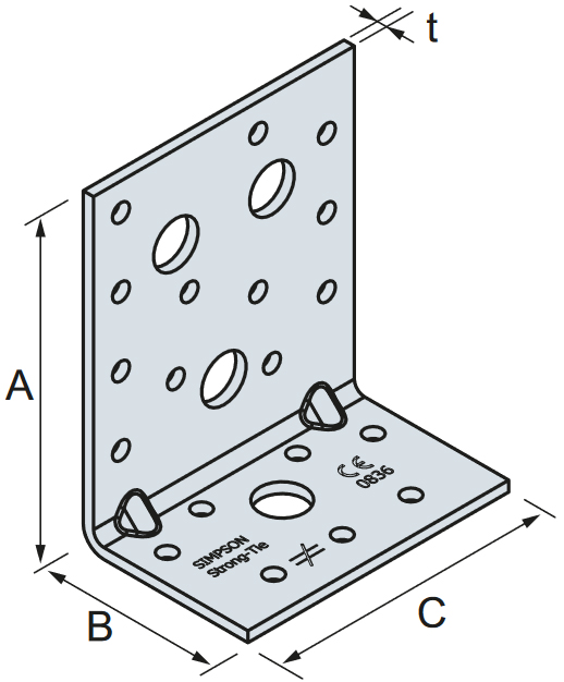 Schema tecnico piastra AE76 Simpson Strong-Tie