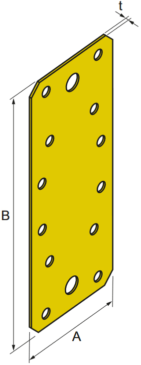 Schema tecnico piastra fissaggio perforata FLV-YZ Simpson Strong-Tie