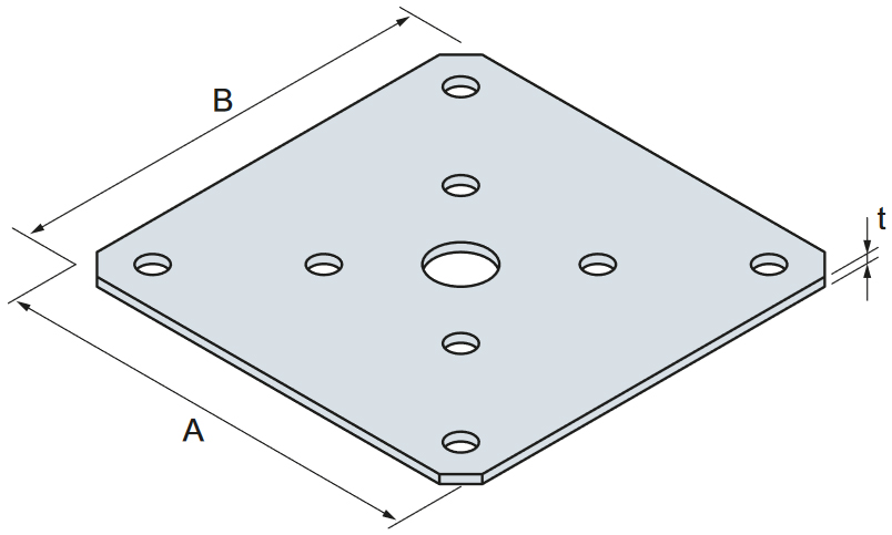 Schema tecnico piastra fissaggio PLPP180 Simpson Strong-Tie