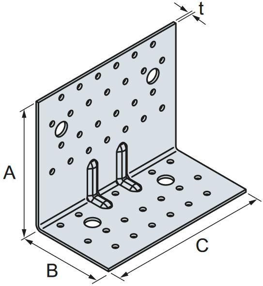 Schema tecnico piastra angolare AG922 Simpson Strong-Tie