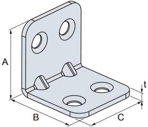 Schema tecnico piastrina angolare AA Simpson Strong-Tie