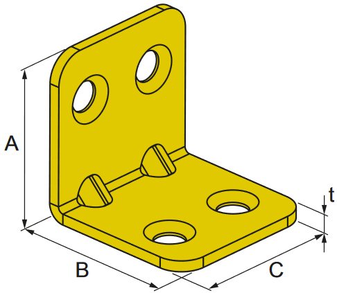 Schema tecnico piastrina angolare AA-YZ Simpson Strong-Tie