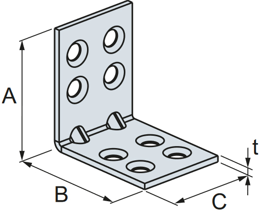 Schema tecnico piastrina angolare DAN Simpson Strong-Tie