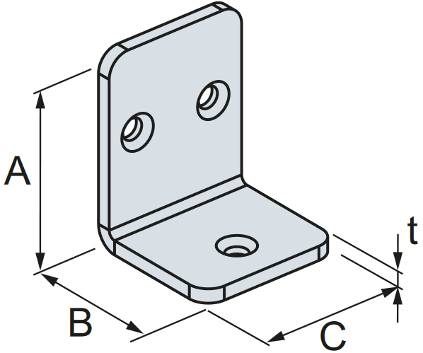 Schema tecnico piastrina angolare LAN Simpson Strong-Tie