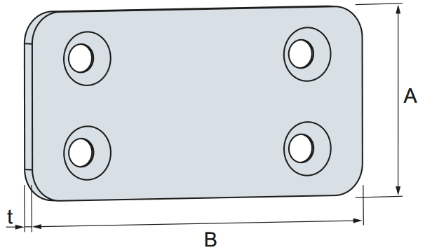 Schema tecnico piastrina rettangolare NP Simpson Strong-Tie