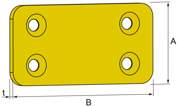 Schema tecnico piastrina rettangolare NP-YZ Simpson Strong-Tie