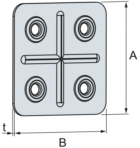 Schema tecnico piastrina quadrata PIA Simpson Strong-Tie