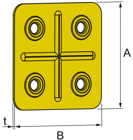 Schema tecnico piastrina quadrata PIA-YZ Simpson Strong-Tie