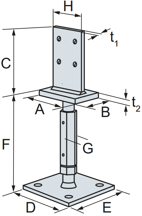 Schema tecnico portapilastro PPB Simpson Strong-Tie