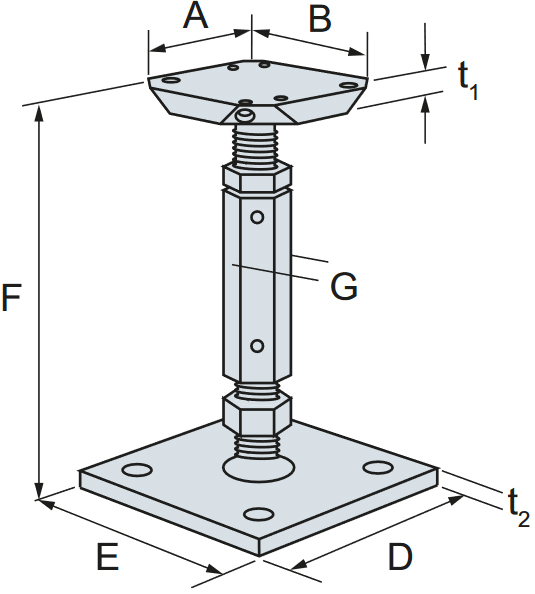 Schema tecnico portapilastro PPB Simpson Strong-Tie