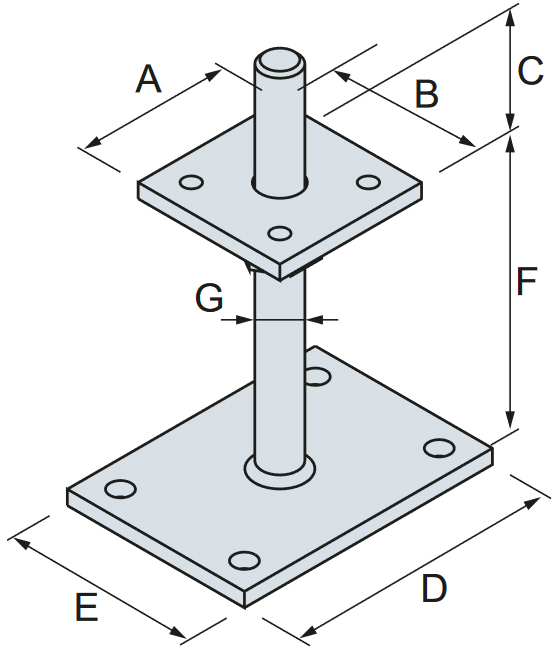 Schema tecnico portapilastro PPB Simpson Strong-Tie