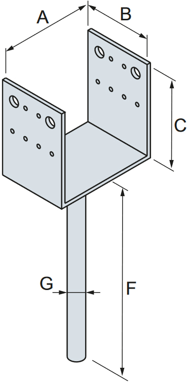 Schema tecnico portapilastro PPD Simpson Strong-Tie