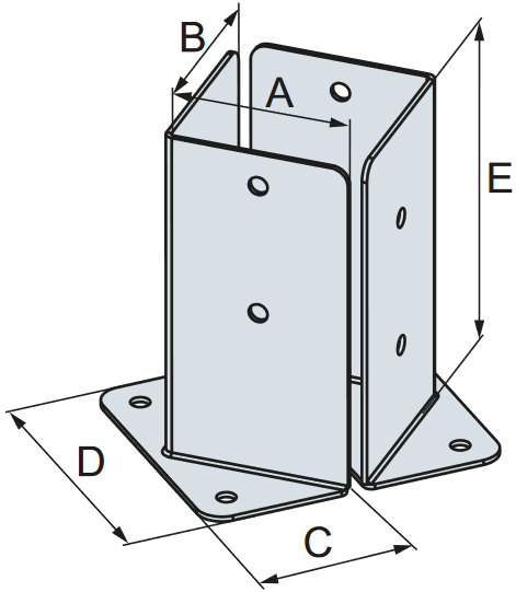 Schema tecnico portapilastro PPJA Simpson Strong-Tie