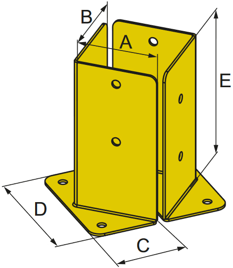 Schema tecnico portapilastro PPJA-YZ Simpson Strong-Tie