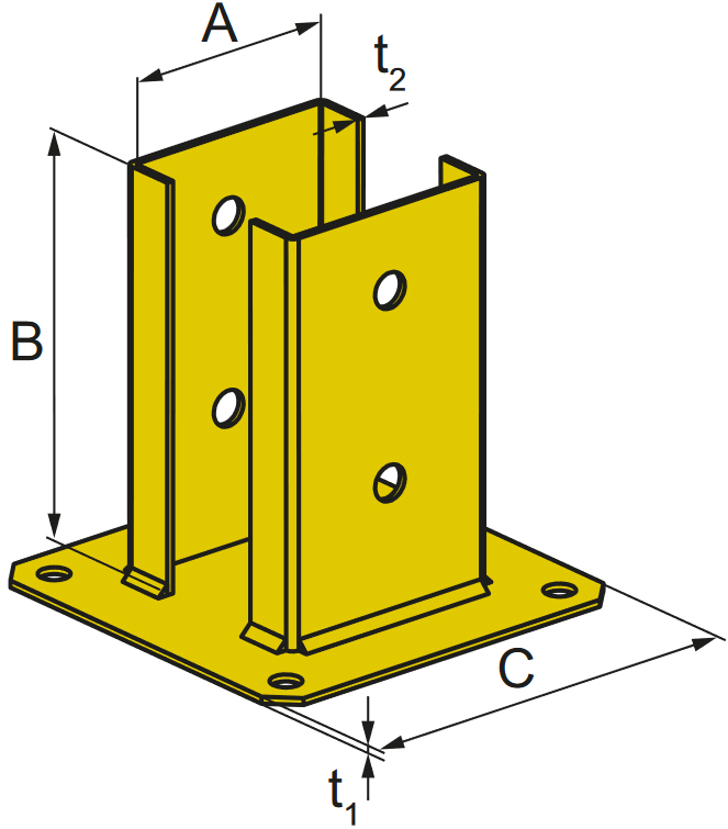 Schema tecnico portapilastro PPJC Simpson Strong-Tie