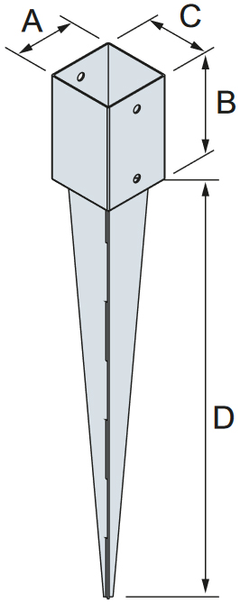 Schema tecnico portapilastro PPJET Simpson Strong-Tie