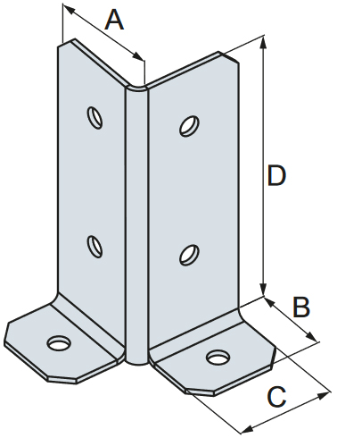 Schema tecnico portapilastro PPJL Simpson Strong-Tie