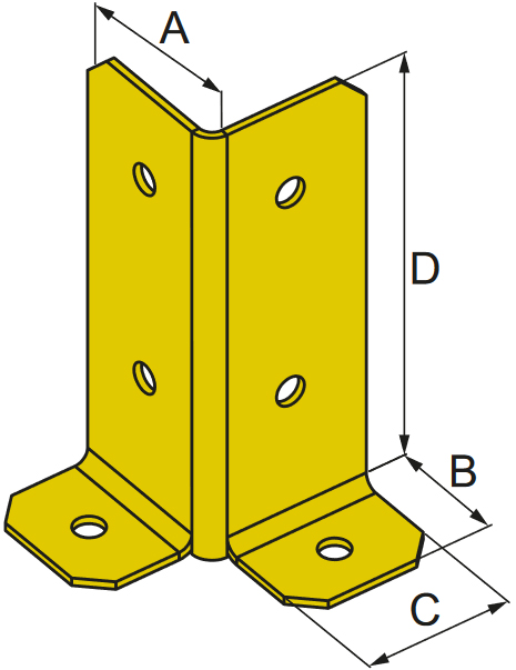 Schema tecnico portapilastro PPJL YZ Simpson Strong-Tie