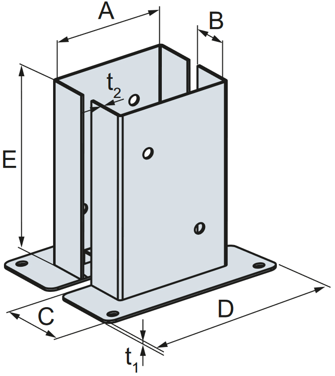 Schema tecnico portapilastro PPJR Simpson Strong-Tie