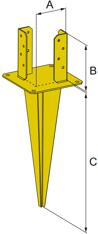 Schema tecnico portapilastro PPJUN Simpson Strong-Tie