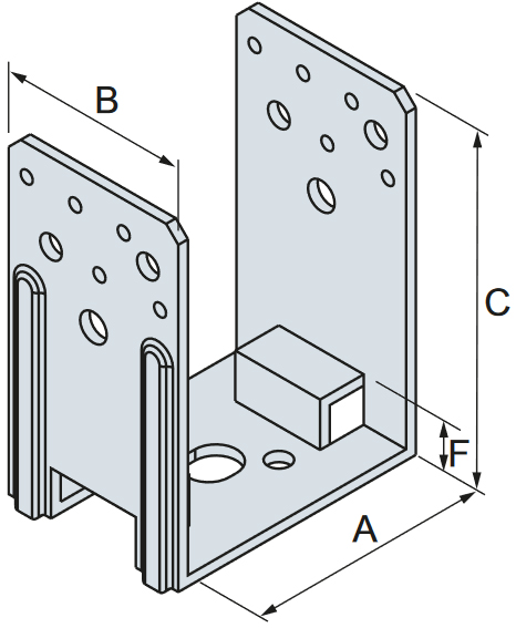 Schema tecnico portapilastro PU Simpson Strong-Tie