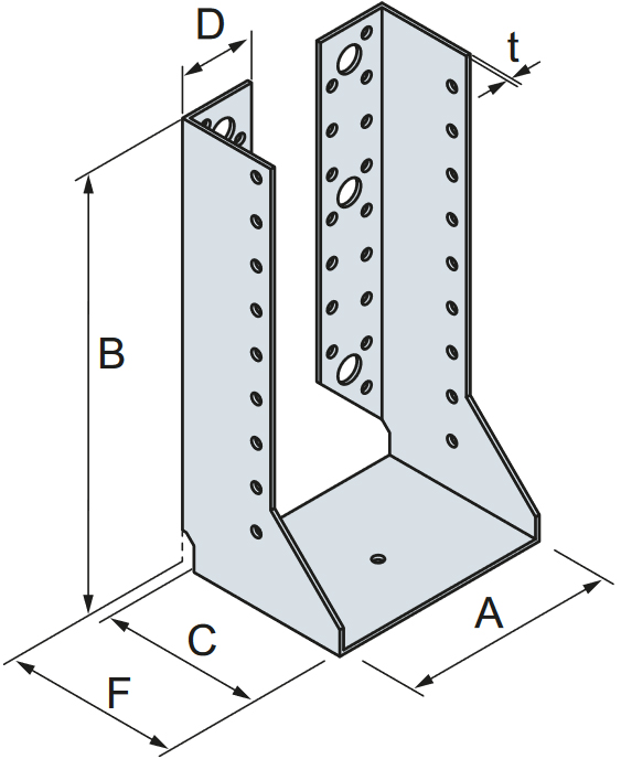 Schema tecnico scarpa ancoraggio interna BSIN Simpson Strong-Tie