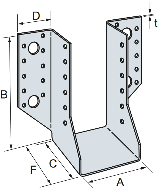 Schema tecnico scarpa ancoraggio esterno BSNN Simpson Strong-Tie