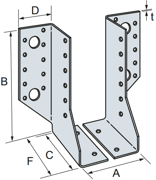 Schema tecnico scarpa ancoraggio esterna SDE Simpson Strong-Tie