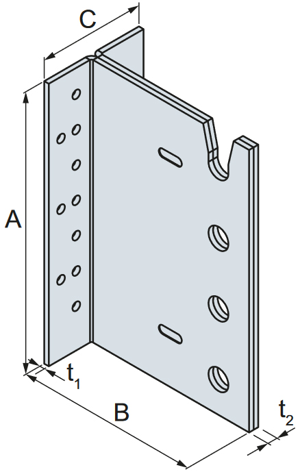 Schema tecnico staffa a scomparsa BT4 Simpson Strong-Tie