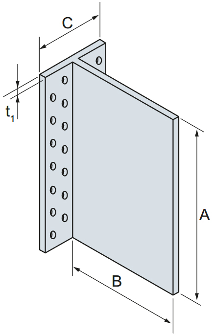 Schema tecnico staffa a scomparsa BTALU Simpson Strong-Tie