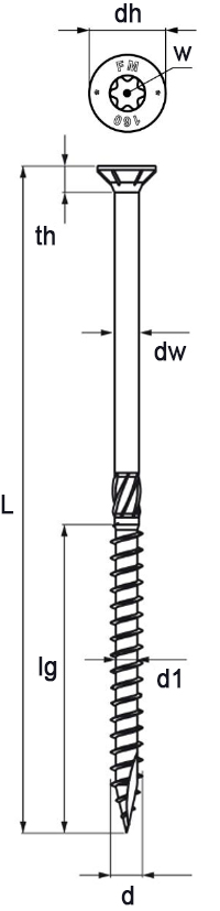 Schema tecnico vite Fm-Wood Pro Simpson Strong-Tie