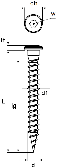 Schema tecnico vite VAS Simpson Strong-Tie