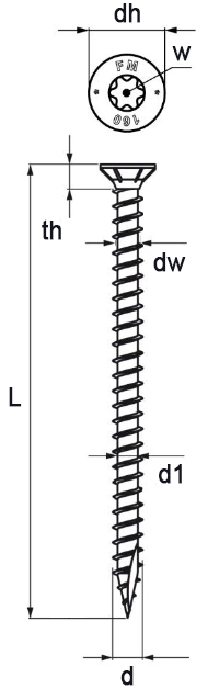 Schema tecnico vite VBU-Pro Simpson Strong-Tie