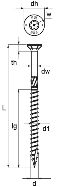 Schema tecnico vite VBU-Pro Simpson Strong-Tie