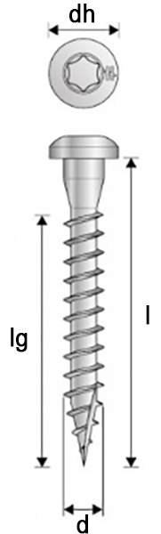 Schema tecnico vite fissaggio staffe CSA Simpson Strong-Tie