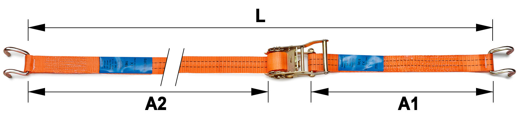 Schema tecnico cinghia di ancoraggio CR35 Strops