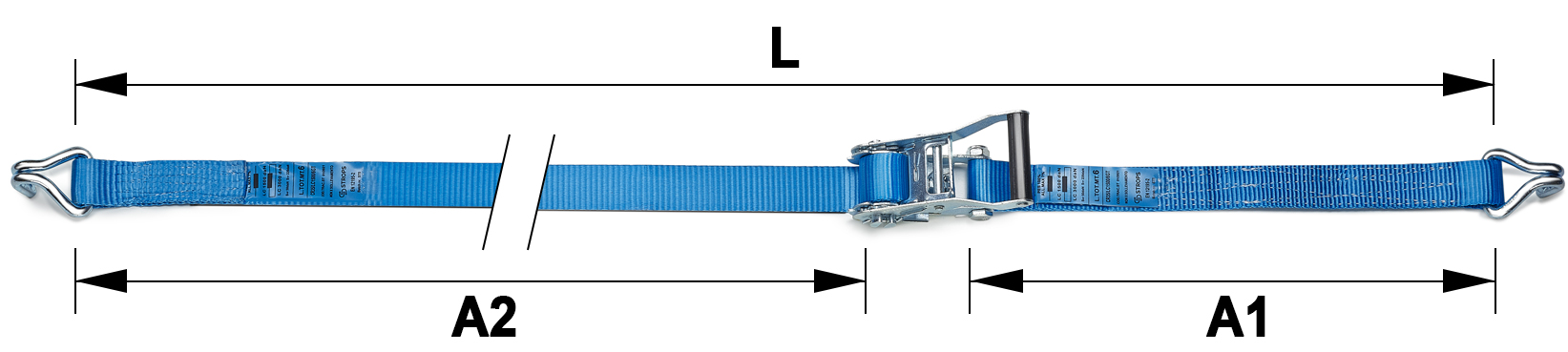 Schema tecnico cinghia di ancoraggio CR35 Strops