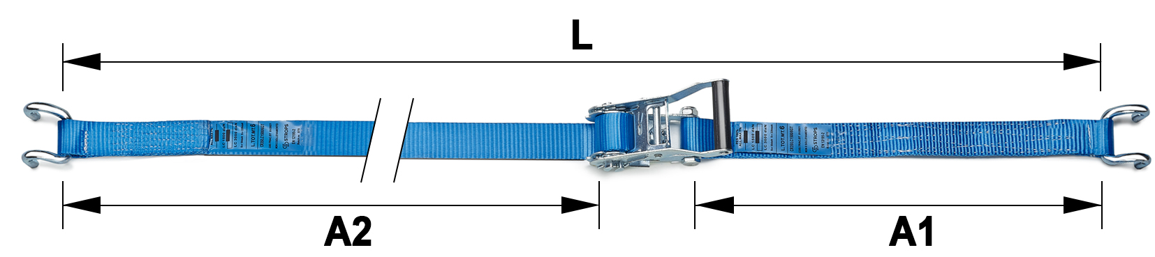 Schema tecnico cinghia di ancoraggio CR35 Strops