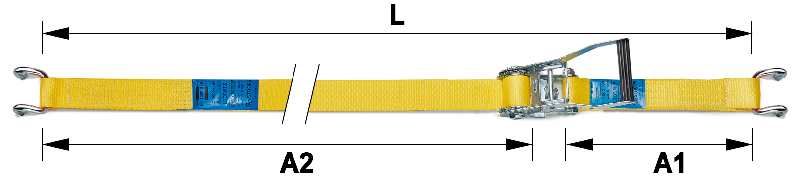 Schema tecnico cinghia di ancoraggio CR50 Strops