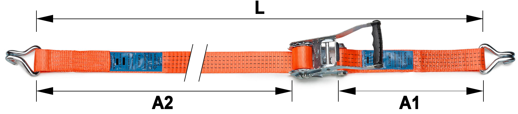 Schema tecnico cinghia di ancoraggio CR50 Strops