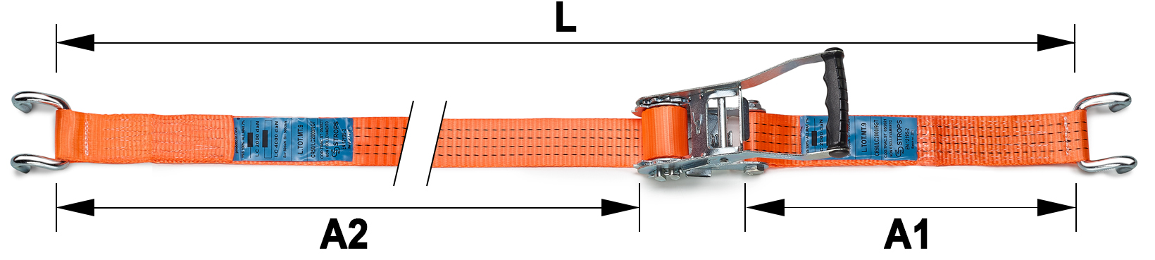 Schema tecnico cinghia di ancoraggio CR50 Strops