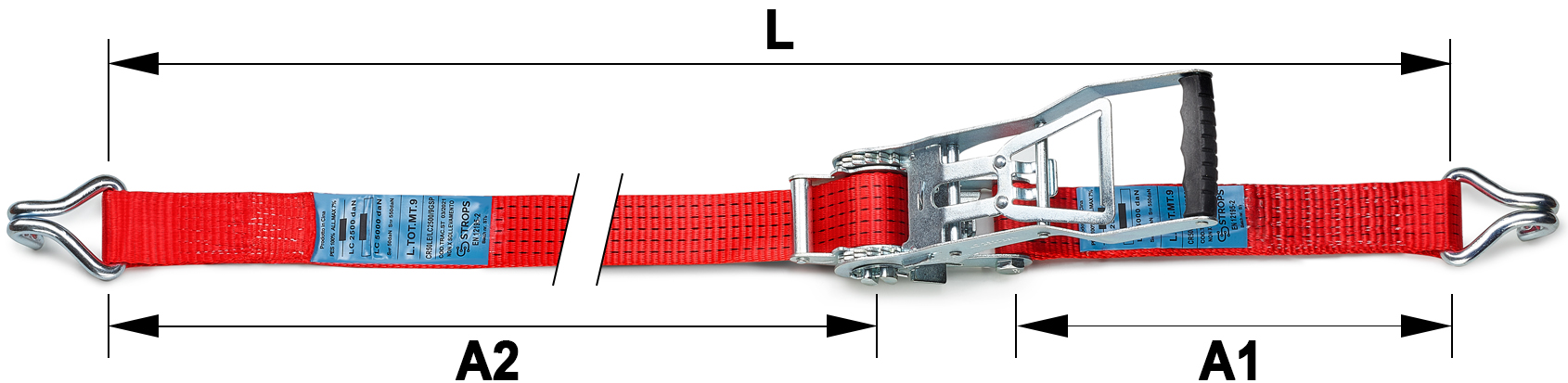 Schema tecnico cinghia di ancoraggio CR50 Strops