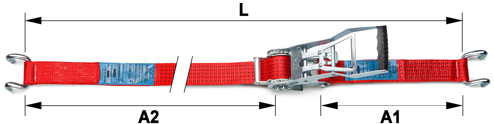 Schema tecnico cinghia di ancoraggio CR50 Strops